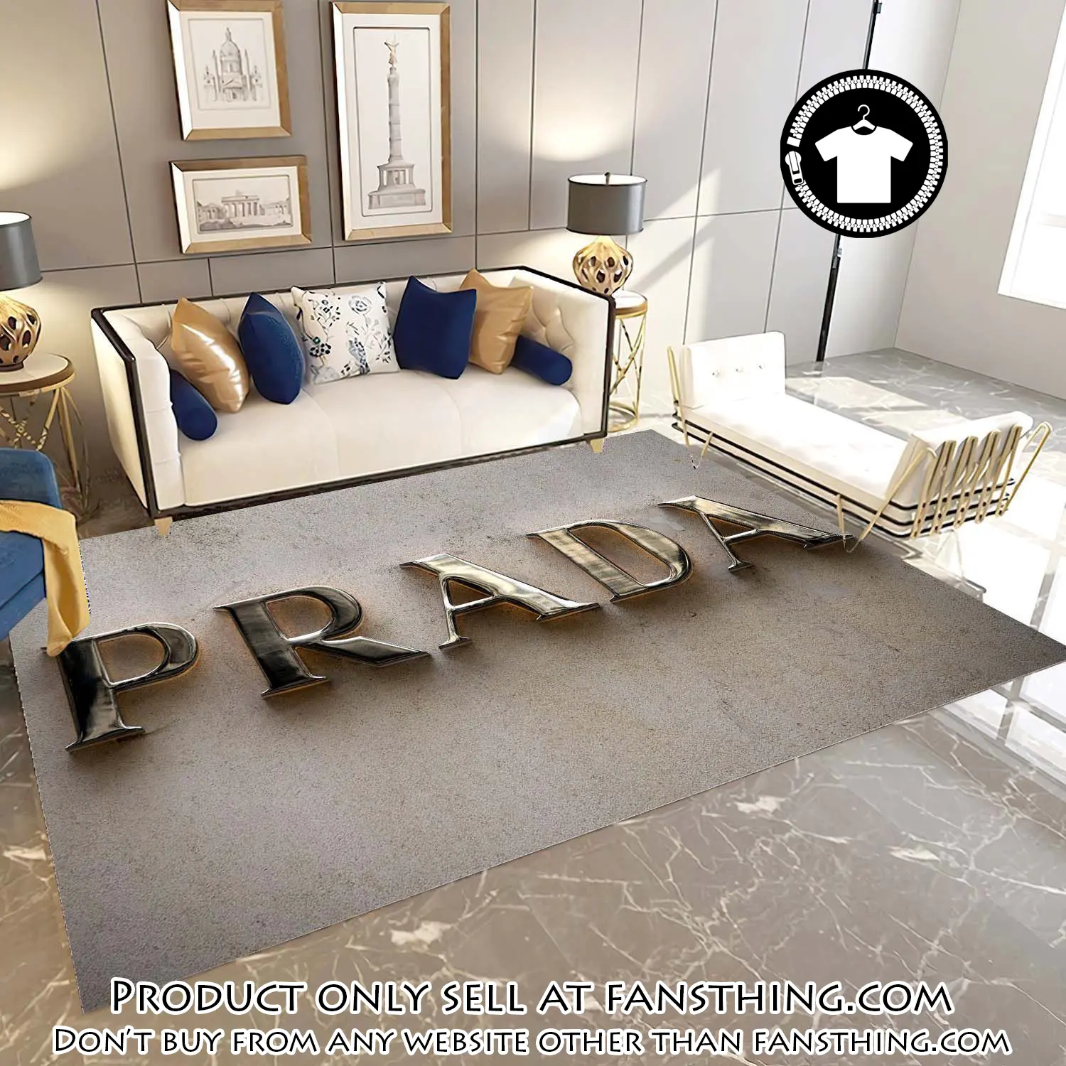 Prada logo luxury brand premium area rug carpet home decor fst5646222